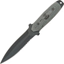 TOPS Rangers Edge Fixed Knife 5.5" Part Serrated Black Traction Coated 1095 High Carbon Steel Dagger Blade Linen Micarta Handle 3010 -TOPS - Survivor Hand Precision Knives & Outdoor Gear Store