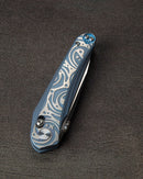 Bestech Knives Mothus Bar Lock Folding Knife 3.5" Bohler M390 Steel Blade Blue And Silver Titanium Handle T2206A -Bestech Knives - Survivor Hand Precision Knives & Outdoor Gear Store