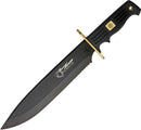 Frost Cutlery Quicksilver Bowie Fixed Knife 10.25" Stainless Steel Blade Black Finger Grooved Rubberized Handle S578RUBB -Frost Cutlery - Survivor Hand Precision Knives & Outdoor Gear Store
