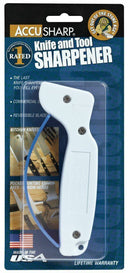AccuSharp Knife and Tool Sharpener (001) With Blue Finger Guard White Handle S1D -AccuSharp - Survivor Hand Precision Knives & Outdoor Gear Store