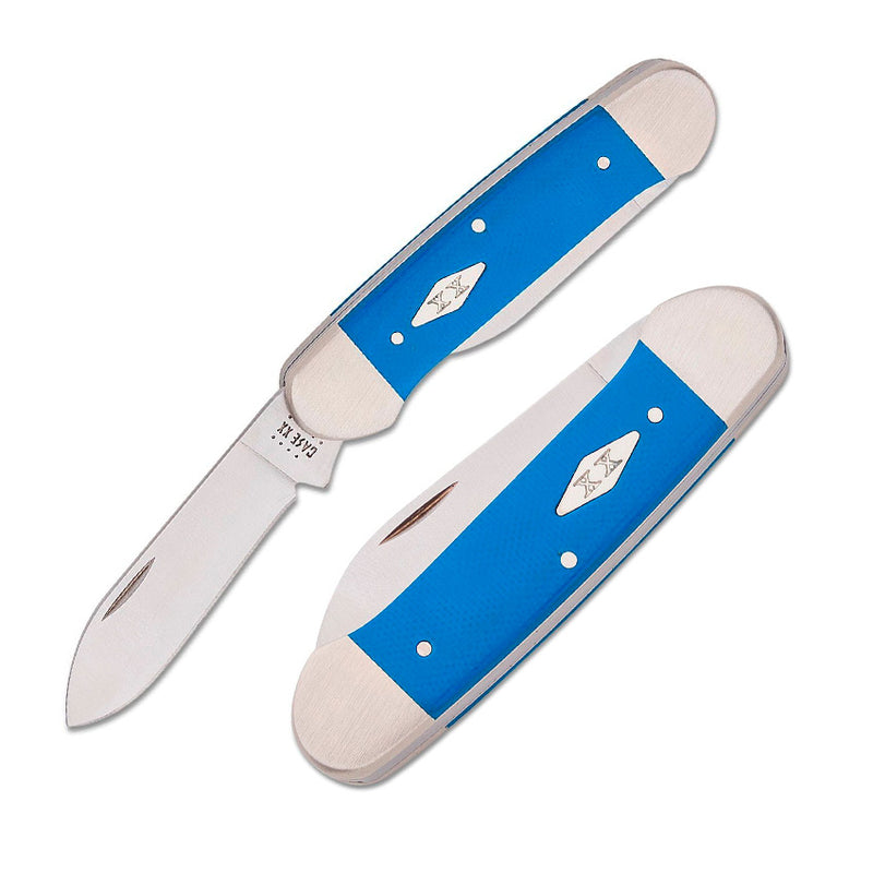 Case XX Canoe Pocket Knife Tru-Sharp Surgical Steel Spear And Pen Blades Smooth Blue G10 Handle 16753 -Case Cutlery - Survivor Hand Precision Knives & Outdoor Gear Store
