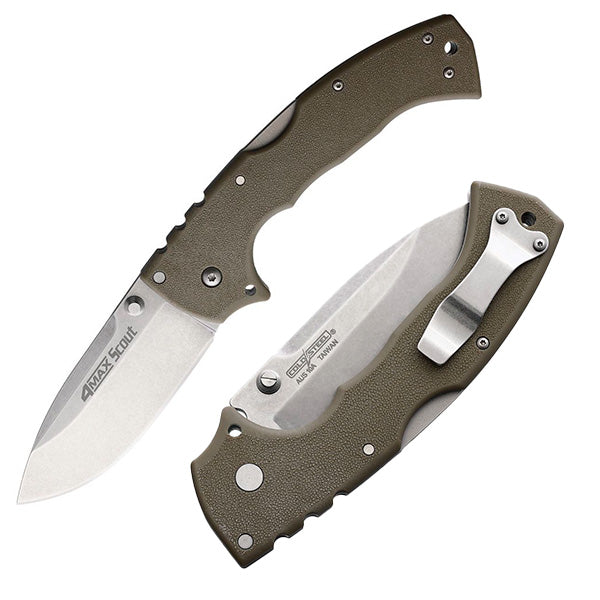 Cold Steel 4-Max Scout Lockback Folding Knife 4" AUS-10A Steel Blade Dark Earth Griv-Ex Handle 62RQDESW -Cold Steel - Survivor Hand Precision Knives & Outdoor Gear Store