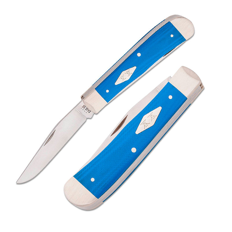 Case XX Trapper Pocket Knife Tru-Sharp Surgical Steel Clip And Spey Blades Smooth Blue G10 Handle 16750 -Case Cutlery - Survivor Hand Precision Knives & Outdoor Gear Store