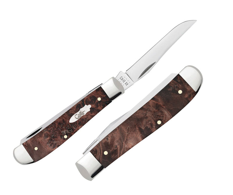 Case XX Mini Trapper Pocket Knife Stainless Steel Clip And Spey Blades Maple Burl Wood Handle 64062 -Case Cutlery - Survivor Hand Precision Knives & Outdoor Gear Store