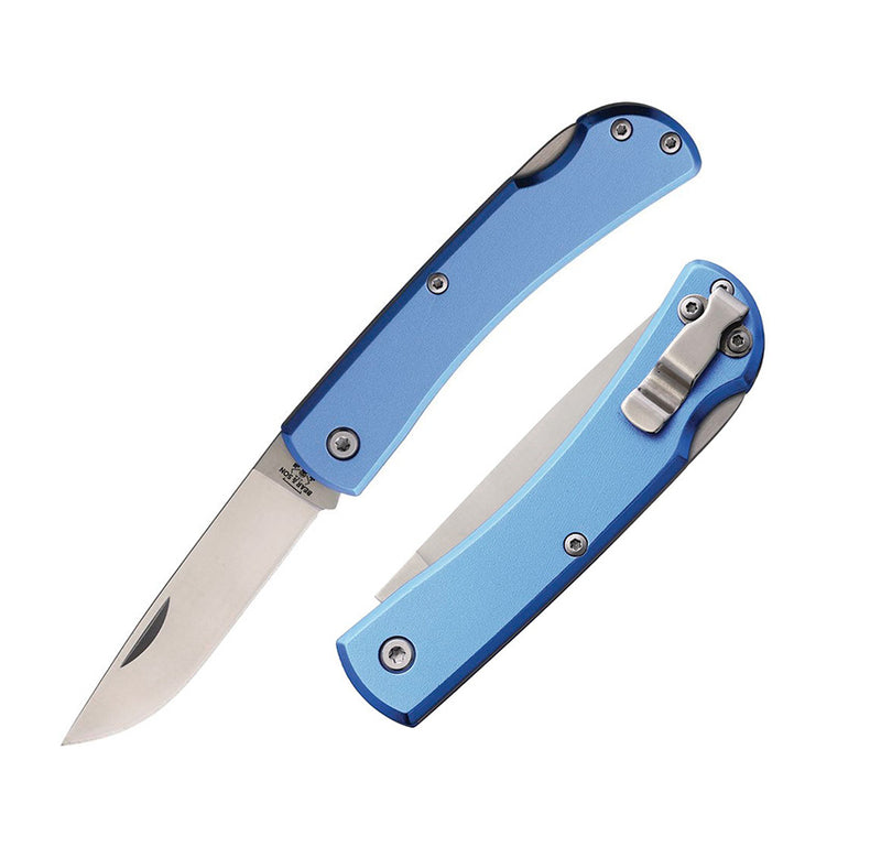 Bear & Son Small Farmhand Lockback Folding Knife 2.63" Stainless Steel Blade Blue Aluminum Handle 137LBL -Bear & Son - Survivor Hand Precision Knives & Outdoor Gear Store