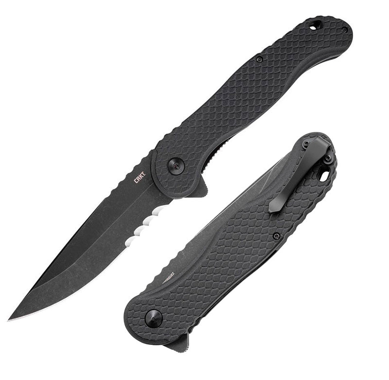 CRKT Taco Viper Liner Folding Knife 4.25" Veff Serrated 1.4116 Steel Extended Tang Blade Black GRN Handle 2267 -CRKT - Survivor Hand Precision Knives & Outdoor Gear Store