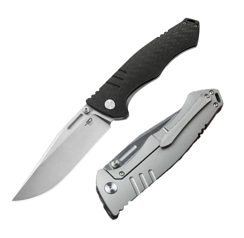 Bestech Knives Keen II Frame Folding Knife 4.13" S35VN Steel Clip Point Blade Carbon Fiber / Titanium Back Handle T2301A -Bestech Knives - Survivor Hand Precision Knives & Outdoor Gear Store