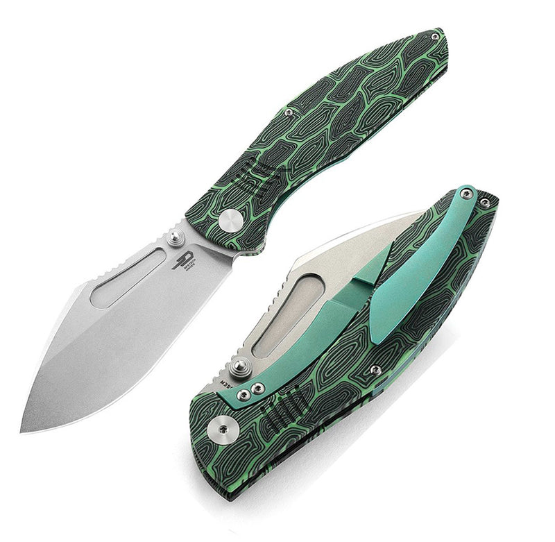 Bestech Knives Lockness Frame Folding Knife 4" Bohler M390 Steel Blade Black And Green G10 Handle T2205A -Bestech Knives - Survivor Hand Precision Knives & Outdoor Gear Store