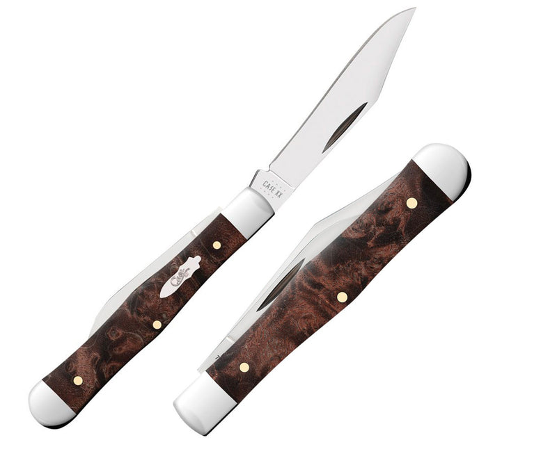 Case XX Sm Swell Center Jack Pocket Knife Stainless Steel Clip And Pen Blades Maple Burl Wood Handles 64061 -Case Cutlery - Survivor Hand Precision Knives & Outdoor Gear Store