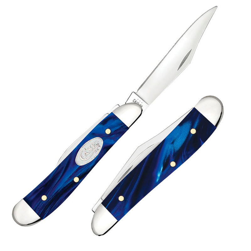 Case XX Peanut Pocket Knife Stainless Steel Clip And Pen Blades Blue Pearl Kirinite Handle 23446 -Case Cutlery - Survivor Hand Precision Knives & Outdoor Gear Store