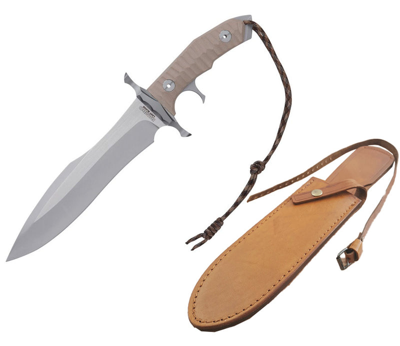 United Cutlery Replica Rambo Last Blood Fixed Knife 9" 7Cr17 Steel Bowie Full / Extended Tang Blade Tan Linen Micarta Handle 3461 -United Cutlery - Survivor Hand Precision Knives & Outdoor Gear Store