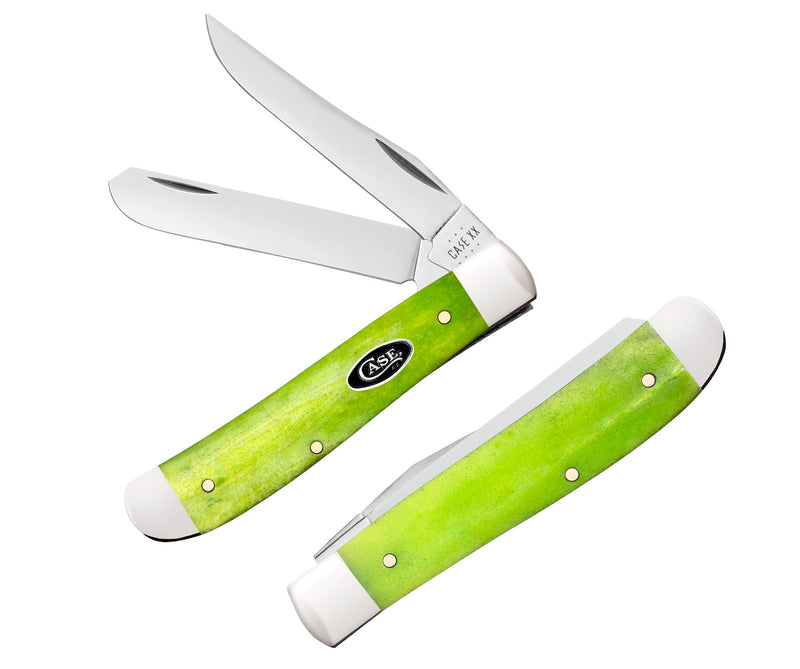 Case XX Mini Trapper Pocket Knife Tru-Sharp Surgical Steel Clip Point And Spey Blades Green Apple Smooth Bone Handle 53034 -Case Cutlery - Survivor Hand Precision Knives & Outdoor Gear Store