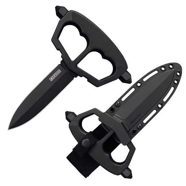 Cold Steel Chaos Push 5" Black Powder Coated Double Edge SK5 Carbon Steel Dagger Blade Griv-Ex With Kray-Ex Overmold And D-Guard Handle 80NT3 -Cold Steel - Survivor Hand Precision Knives & Outdoor Gear Store