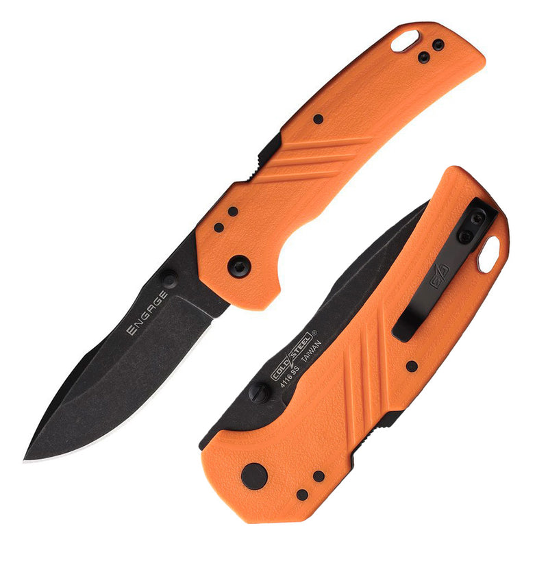 Cold Steel Engage Atlas Lock Folding Knife 3" Black 4116 Steel Drop Point Blade Orange GFN Handle FL30DPLDBO -Cold Steel - Survivor Hand Precision Knives & Outdoor Gear Store