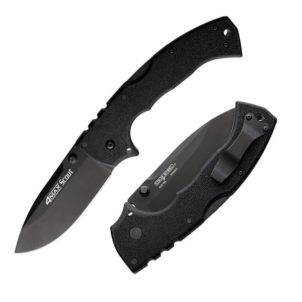 Cold Steel 4-Max Scout Lockback Folding Knife 4" AUS-10A Steel Blade Black Griv-Ex Handle 62RQBKBK -Cold Steel - Survivor Hand Precision Knives & Outdoor Gear Store