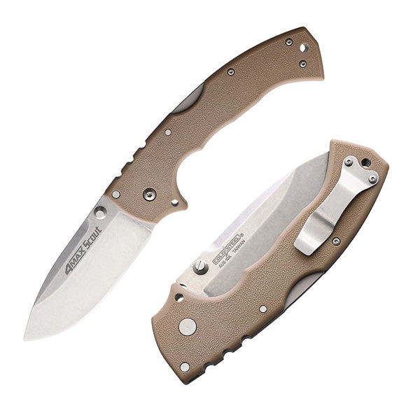 Cold Steel 4-Max Scout Lockback Folding Knife 4" AUS-10A Steel Blade Desert Tan Griv-Ex Handle 62RQDTSW -Cold Steel - Survivor Hand Precision Knives & Outdoor Gear Store