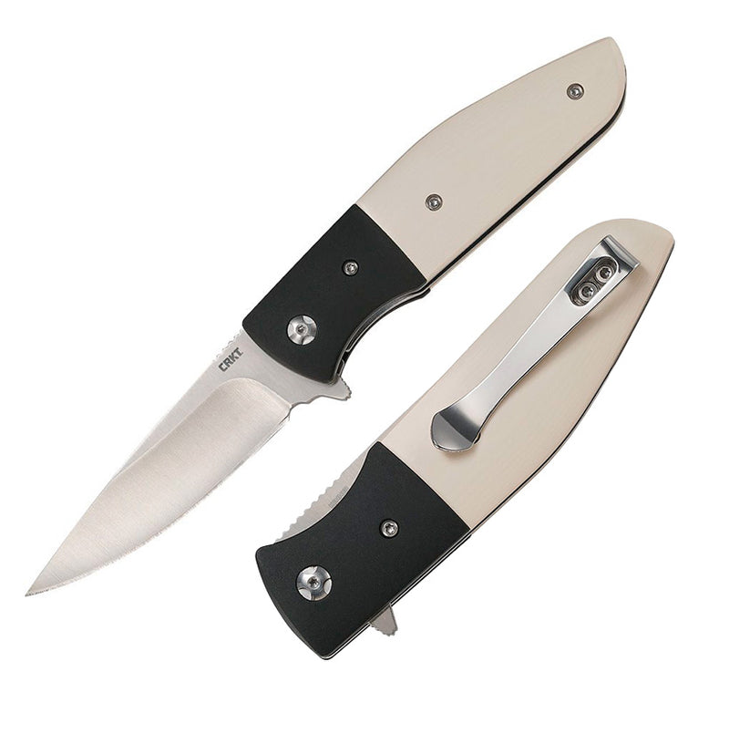 CRKT Curfew Linerlock A/O Folding Knife 3.13" 8Cr13MoV Steel Extended Tang Blade White Resin Infused Fiber / Black Aluminum Handle 2867 -CRKT - Survivor Hand Precision Knives & Outdoor Gear Store