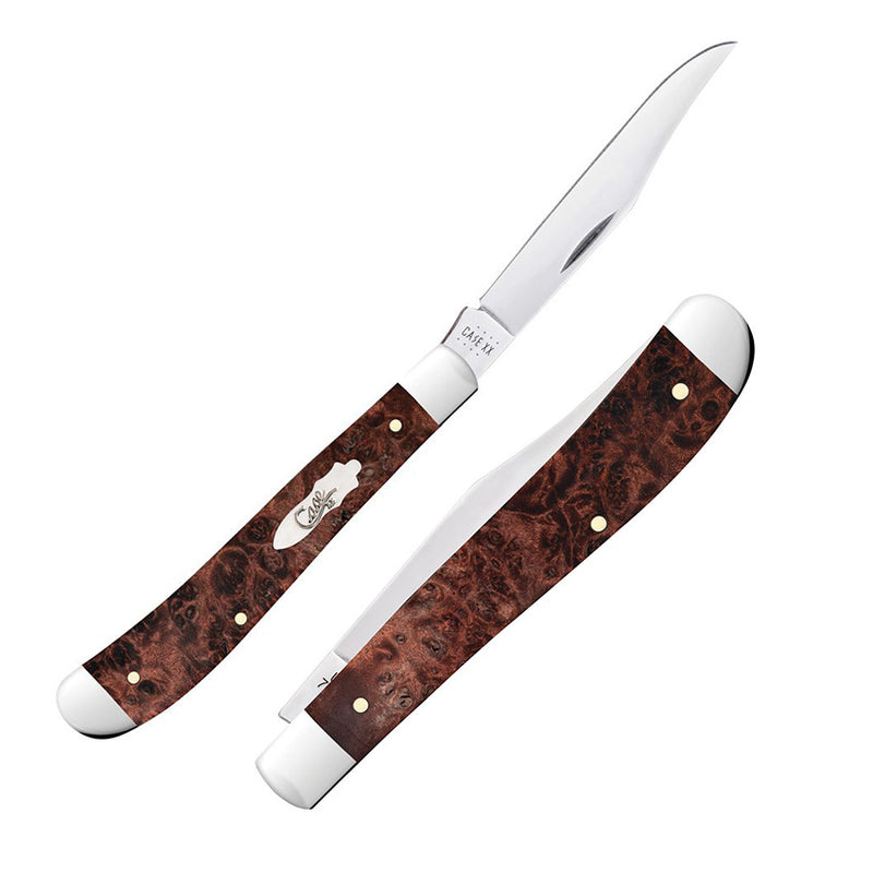 Case XX Slimline Trapper Folding Knife Stainless Steel Clip Blade Maple Burl Handle 64063 -Case Cutlery - Survivor Hand Precision Knives & Outdoor Gear Store