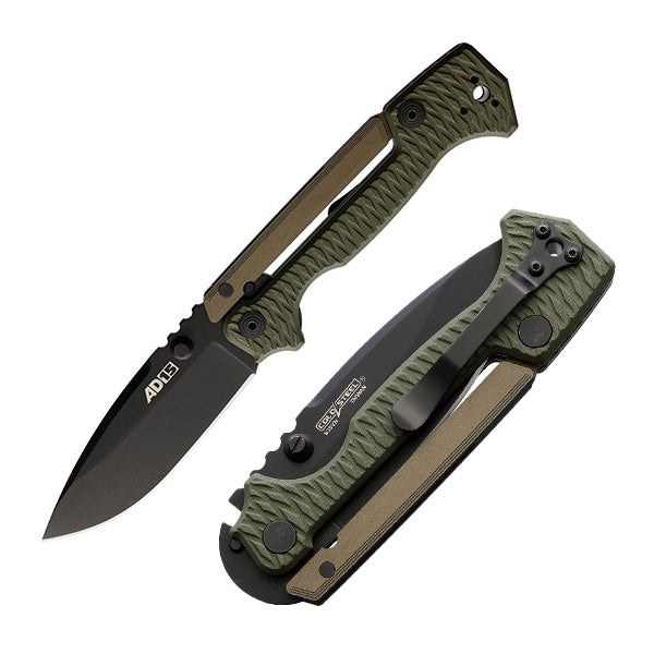 Cold Steel AD-15 Scorpion Lock Folding Knife 3.5" AUS-10A Steel Blade OD Green Griv-Ex Handle 58SQODBK -Cold Steel - Survivor Hand Precision Knives & Outdoor Gear Store