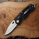 AccuSharp Wheel Lock Folding Knife 2.5" Stainless Steel Blade Black Aluminum Handle