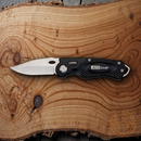 AccuSharp Wheel Lock Folding Knife 2.5" Stainless Steel Blade Black Aluminum Handle