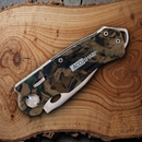 AccuSharp Wheel Lock Folding Knife 2.5" Stainless Steel Blade Camo Aluminum Handle
