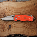AccuSharp Wheel Lock Folding Knife 2.5" Stainless Steel Blade Orange Aluminum Handle