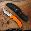 AccuSharp Guthook Fixed-Blade Knife 3.75" Stainless Steel Blade Orange Rubber Handle