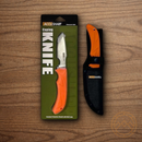 AccuSharp Caping Fixed-Blade Knife 3.5" 420 Stainless Steel Blade Orange Rubber Handle