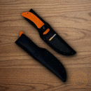 AccuSharp Butcher Kitchen Knife 4.25" 420 Steel Blade Non-Slip Rubber Grip In Blaze Orange Handle