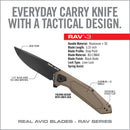 Real Avid RAV 3 Folding Knife 3.25" 8Cr13MoV Steel Blade  Coyote Brown Aluminum Handle