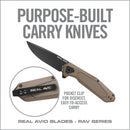 Real Avid RAV 3 Folding Knife 3.25" 8Cr13MoV Steel Blade  Coyote Brown Aluminum Handle