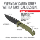 Real Avid RAV 4 Folding Knife 3.25" 8Cr13MoV Steel Blade OD Green GRN Handle