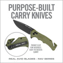 Real Avid RAV 4 Folding Knife 3.25" 8Cr13MoV Steel Blade OD Green GRN Handle
