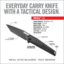 Real Avid RAV 6 Folding Knife 3.38" 8Cr13MoV Steel Blade Black Aluminum Handle