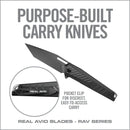 Real Avid RAV 6 Folding Knife 3.38" 8Cr13MoV Steel Blade Black Aluminum Handle