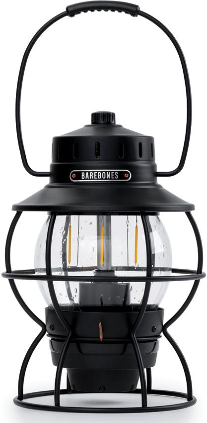 Barebones Living Vintage Railroad Lantern Water And Impact Resistant Black Stamped Steel Cage / Seeded Glass Globe Construction 5" x 5" x 9.5" 182 -Barebones Living - Survivor Hand Precision Knives & Outdoor Gear Store