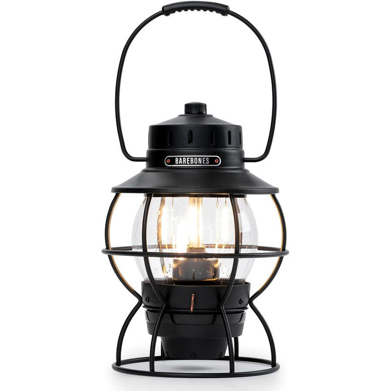 Barebones Living Vintage Railroad Lantern Water And Impact Resistant Black Stamped Steel Cage / Seeded Glass Globe Construction 5" x 5" x 9.5" 182 -Barebones Living - Survivor Hand Precision Knives & Outdoor Gear Store