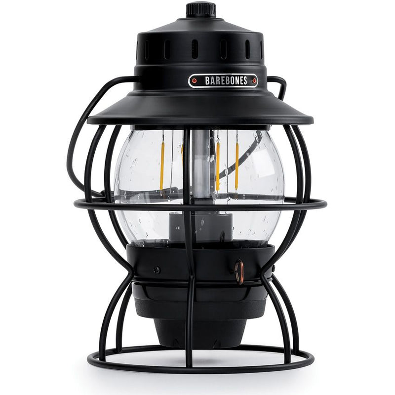 Barebones Living Vintage Railroad Lantern Water And Impact Resistant Black Stamped Steel Cage / Seeded Glass Globe Construction 5" x 5" x 9.5" 182 -Barebones Living - Survivor Hand Precision Knives & Outdoor Gear Store