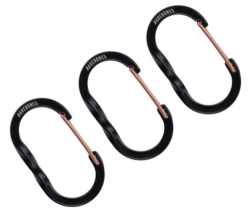 Barebones Living Set Of 3 Small Wiregate Carabiner Black Powder Coated Aluminum Alloy Construction 2" x 1.25" x .25" 620 -Barebones Living - Survivor Hand Precision Knives & Outdoor Gear Store