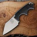 Bastinelli Creations BB Drago Fixed Knife 2" N690Co Steel Blade Black Finger Grooved Micarta Handle