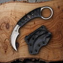 Bastinelli Creations PiKa Karambit Fixed Knife 1.63" Bohler N690 Steel Blade Black Cord Wrapped Handle