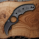 Bastinelli Creations Ligament Fixed Knife 2" Bohler M390 Steel Blade Black Canvas Micarta Handle