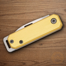 Bear & Son Small Slip Joint Folding Knife 1.5" High Carbon Steel Blade Yellow Aluminum Handle