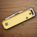 Bear & Son Small Slip Joint Folding Knife 1.5" High Carbon Steel Blade Yellow Aluminum Handle