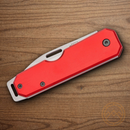 Bear & Son Large Slip Joint Folding Knife 2.38" High Carbon Steel Blade Red Aluminum Handle