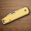 Bear & Son Large Slip Joint Folding Knife 2.38" Carbon Steel Blade Yellow Aluminum Handle