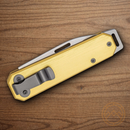 Bear & Son Large Slip Joint Folding Knife 2.38" Carbon Steel Blade Yellow Aluminum Handle