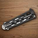 Bear & Son Butterfly Folding Knife 3.25" High carbon Steel Blade Black Metal Handle