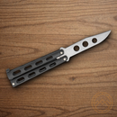 Bear & Son Butterfly Folding Knife 3.25" High carbon Steel Blade Black Metal Handle